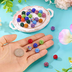 30Pcs Glass Rhinestone Clay Pave Round Beads&nbsp;RB-TA0001-27B