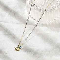 925 Sterling Silver Micro Pave Cubic Zirconia Pendant Necklaces for Women&nbsp;NJEW-V007-01G