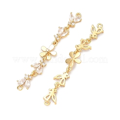 Brass Pave Clear Cubic Zirconia Connector Charms&nbsp;KK-Z139-12G-03