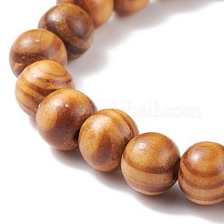 Natural Wood Round Beaded Stretch Bracelet&nbsp;BJEW-JB08214