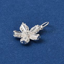 925 Sterling Silver Pave Clear Cubic Zirconia Flower Charms&nbsp;STER-K184-01S