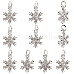 10Pcs Brass Micro Pave Clear Cubic Zirconia Snowflake Pendants&nbsp;KK-BBC0021-79