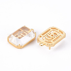 Brass Micro Pave Clear Cubic Zirconia Pendants&nbsp;KK-T062-98G-NF