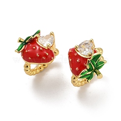 Strawberry Brass Micro Pave Clear Cubic Zirconia Cuff Earrings&nbsp;EJEW-F895-20G