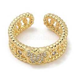 Rack Plating Brass Micro Pave Cubic Zirconia Cuff Finger Rings for Women&nbsp;RJEW-C114-11A-G