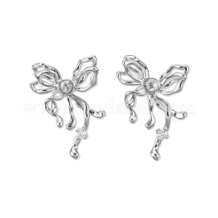 Brass Pave Clear Cubic Zirconia Stud Earring Findings&nbsp;KK-N232-438P-B