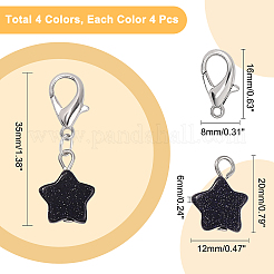 16Pcs 4 Colors Star Gemstone Pendant Decoration&nbsp;HJEW-CA0001-22