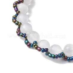 Round Natural Selenite Braided Beaded Bracelets&nbsp;BJEW-JB10363