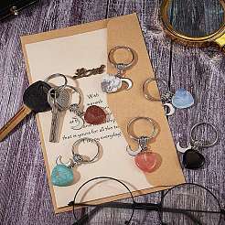 6Pcs 6 Style Synthetic & Natural Gemstone Keychain&nbsp;KEYC-SZ0001-11