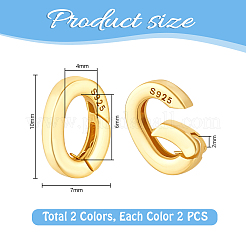 4Pcs 2 Colors 925 Sterling Silver Spring Gate Rings&nbsp;STER-PH0003-91