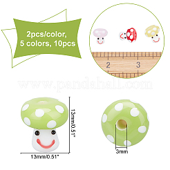 10Pcs 5 Colors Handmade Lampwork Beads&nbsp;GLAA-OC0001-20