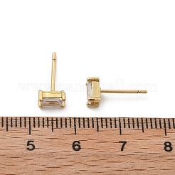Brass Micro Pave Clear Cubic Zirconia Stud Earrings&nbsp;EJEW-R016-01G-03