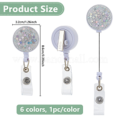 6Pcs 6 Colors Glitter ABS Plastic Badge Reel&nbsp;FIND-DC0007-69