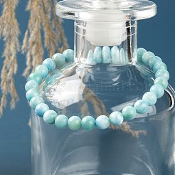 Natural Larimar Crystal Round Beads Stretch Bracelet for Men Women&nbsp;BJEW-LS0001-06