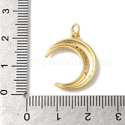 Moon Rack Plating Brass Micro Pave Cubic Zirconia Enamel Pendants&nbsp;KK-G504-06G