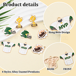 8Pcs 4 Styles Rugby Theme Alloy Enamel Pendants&nbsp;ENAM-YW0004-63