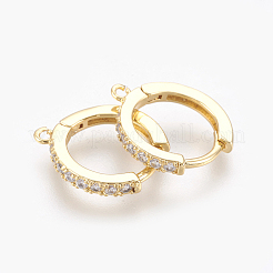 Brass Micro Pave Cubic Zirconia Huggie Hoop Earring Findings&nbsp;KK-O112-13