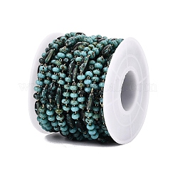 Handmade Brass & Glass Beaded Link Chains&nbsp;CHC-Q021-06G