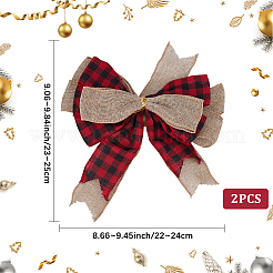 2Pcs Tartan Pattern Linen Type Cloth Bowknot Display Decoration&nbsp;AJEW-SP0003-67