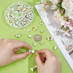 72Pcs 6 Styles Floral Printed Porcelain Beads&nbsp;PORC-PH0001-44