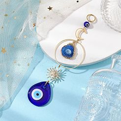 Handmade Lampwork Teardrop with Evil Eye Pendants Pendant Decorations&nbsp;HJEW-JM02315