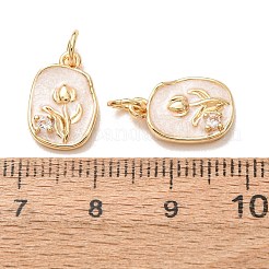 Brass Micro Pave Clear Cubic Zirconia with Enamel Pendants&nbsp;CU-K002-52G-A