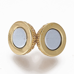 Brass Micro Pave Cubic Zirconia Magnetic Clasps with Loops&nbsp;ZIRC-L082-C-01-G