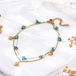 Bohemia Style 304 Stainless Steel Cable Chain Multi-strand Bracelets&nbsp;BJEW-Z088-01B-G
