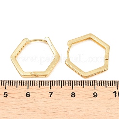 Hexagon Brass Cubic Zirconia Hoop Earrings&nbsp;EJEW-A156-15B-G