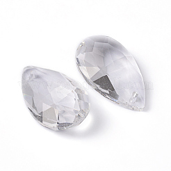 Faceted Teardrop Transparent Glass Pendants&nbsp;X-EGLA-R085-03