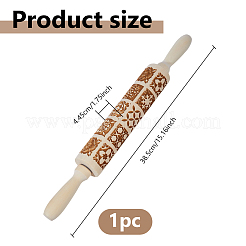 Wood Decorative Flower Pattern Rolling Pin&nbsp;AJEW-WH0596-430A