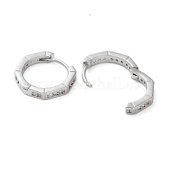 Brass Micro Pave Clear Cubic Zirconia Hoop Earrings&nbsp;LS-EJEW-S234-02P