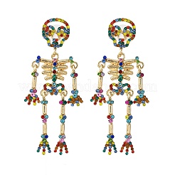 Alloy Skeleton Dangle Stud Earrings&nbsp;EJEW-Z142-02G