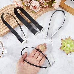 4Pcs 4 Styles Flat PU Leather Cord Gothic Choker Necklaces with Platinum Iron End Chains&nbsp;NJEW-CL0001-14