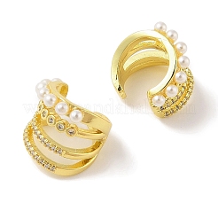 Brass Micro Pave Clear Cubic Zirconia Cuff Earrings&nbsp;EJEW-I305-07G