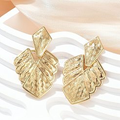 Leaf 304 Stainless Steel Dangle Stud Earrings&nbsp;EJEW-L287-076G