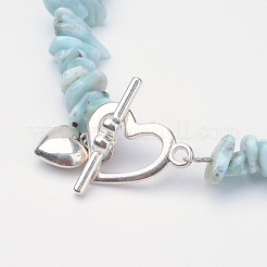 Natural Larimar Beaded Bracelets&nbsp;X-BJEW-JB02681-01