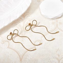 1 Pair Ion Plating(IP) 304 Stainless Steel Bowknot Stud Earrings&nbsp;EJEW-SZ0002-07