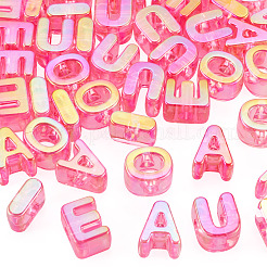 50Pcs 5 Styles UV Plating Rainbow Iridescent Acrylic Beads&nbsp;OACR-TA0004-93C