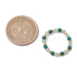Natural Green Aventurine Beaded Stretch Rings&nbsp;RJEW-JR00867-03