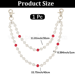 1Pc Polymer Clay Rhinestone Round Beaded Pants Chain Belts for Women&nbsp;AJEW-CN0007-10B