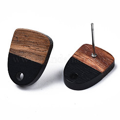 Opaque Resin & Walnut Wood Stud Earring Findings&nbsp;MAK-N032-026A-B01