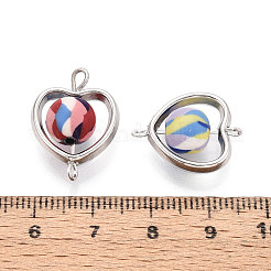 Polymer Clay Heart & CCB Frame Links Connector Charms&nbsp;CLAY-T022-22M-A