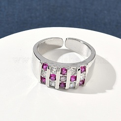 Brass Micro Pave Cubic Zirconia Cuff Open Rings&nbsp;RJEW-C158-04P