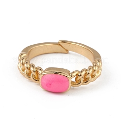 Enamel Rectangle Open Cuff Ring&nbsp;RJEW-L100-028G