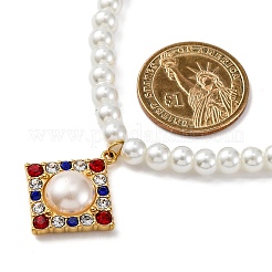 PVD Vacuum Plating 304 Stainless Steel Colorful Cubic Zirconia Rhombus Pendant Necklaces&nbsp;STAS-Z114-23G