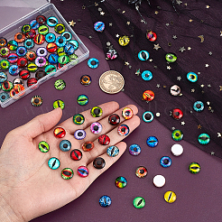 100 Pcs Half Round/Dome Dragon Eye Printed Glass Cabochons&nbsp;GLAA-GA0002-28