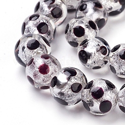 Handmade Silver Foil Lampwork Beads Strands&nbsp;FOIL-L016-D04