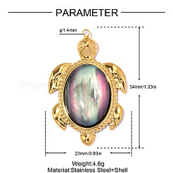 304 Stainless Steel & Shell Pendants&nbsp;STAS-OY014-48G