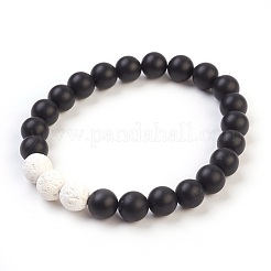 Natural Gemstone and Natural Dyed Lava Rock Stretch Bracelets Sets&nbsp;BJEW-JB03798